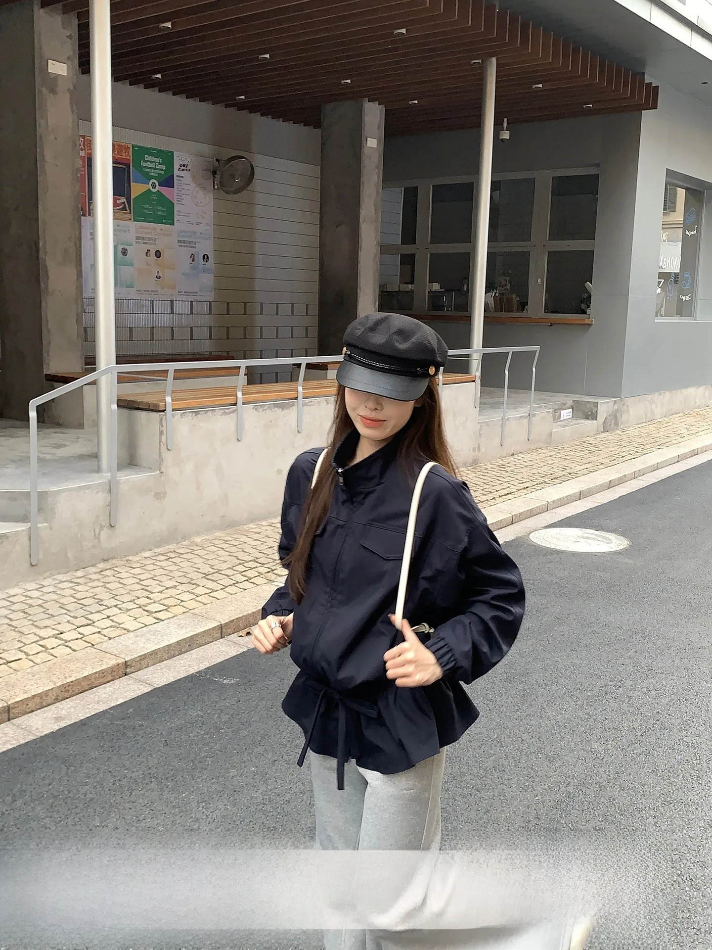 

Женский свободный крой средней длины королевского синего цвета с воротником-стойкой, осенняя теплая верхняя одежда, повседневный топ уникального дизайна