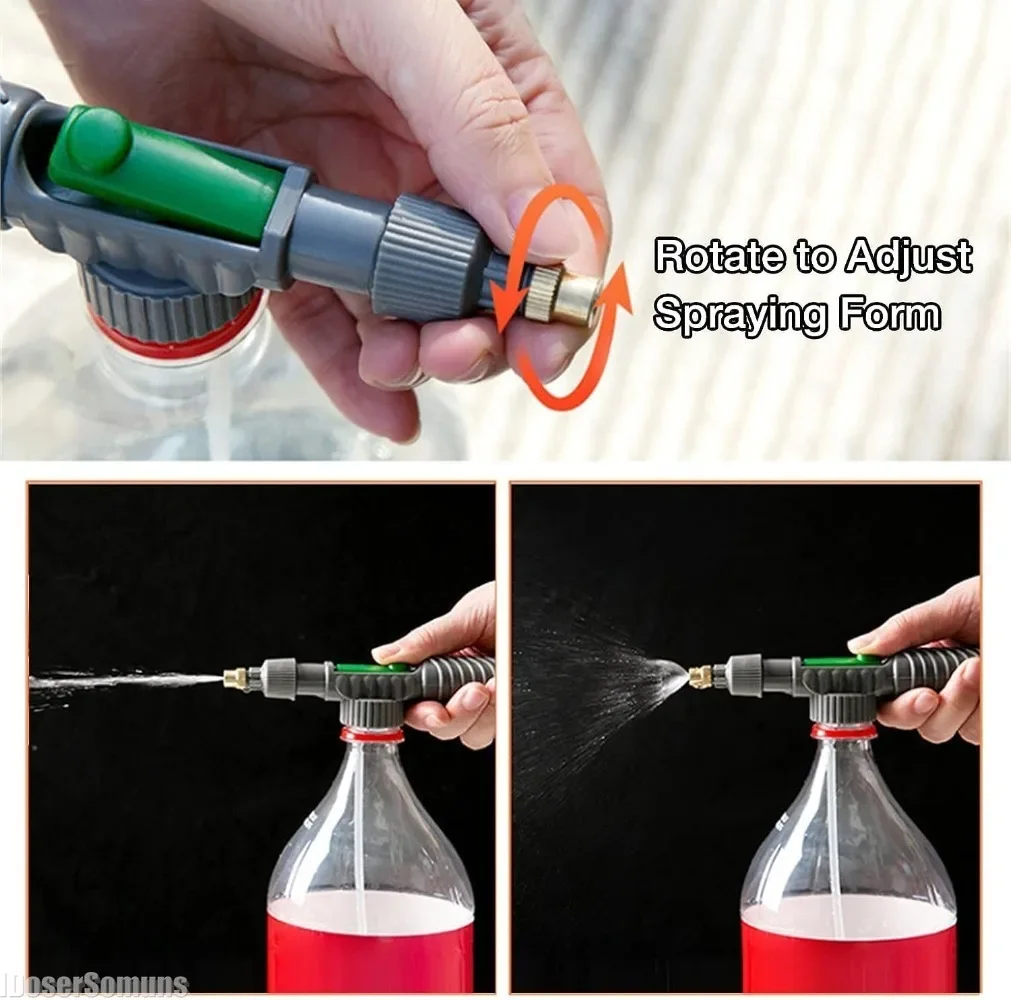 1PC Adjustable Beverage Bottle Sprayer Sprinkler Pressure Atomizer Nozzle Gardening Tools Watering Flower Sprinkler Set