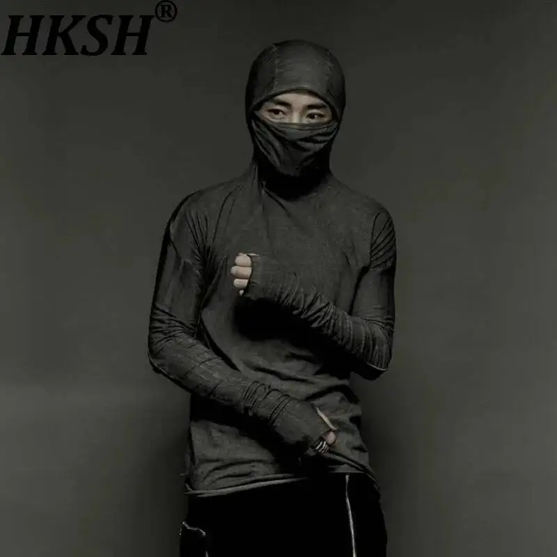 HKSH Spring New Men Original Vintage Waste Land Fit Long Sleeve Hooded Thin Cotton Niche Trendy T-shirt Avant-Garde Tees HK25968