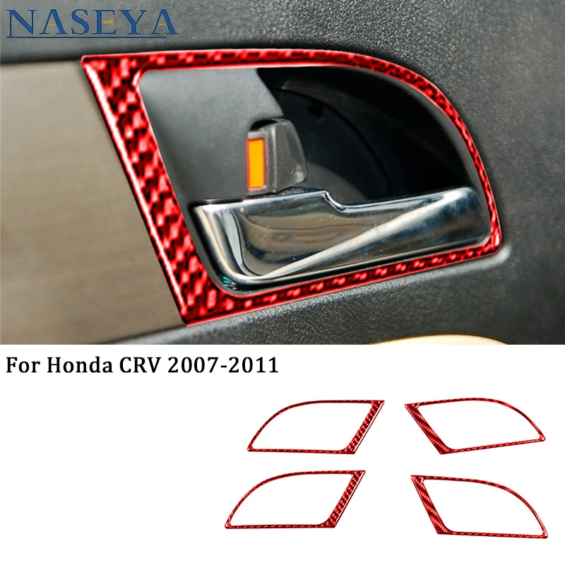 

Door Handle Frame Carbon Fiber Stickers For Honda CRV 2007 2008 2009 2010 2011 Car Interior Decorative Accessories