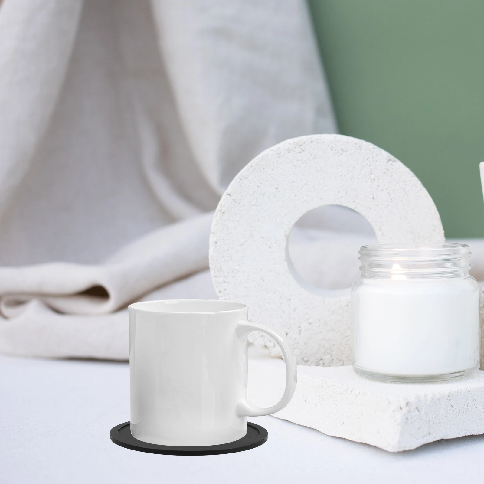 

8Pcs Practical Tumbler Pads Anti-Skid Silicone Coasters Insulation Sheet for Drinks Home Kitchen Use Black Coasters