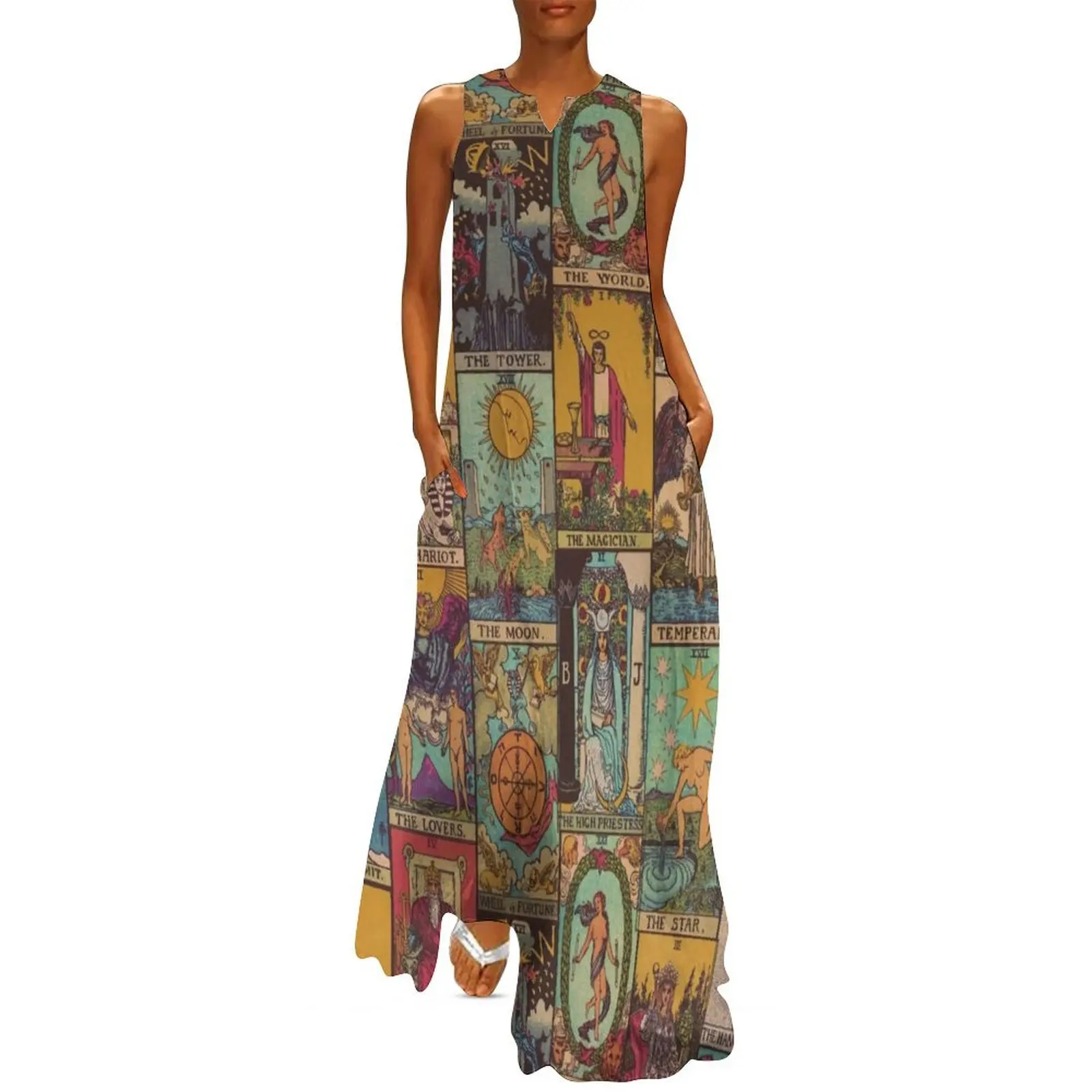 The Major Arcana of Tarot Vintage Patchwork Long Dress summer woman dress 2025 bandage dress evening dresses women