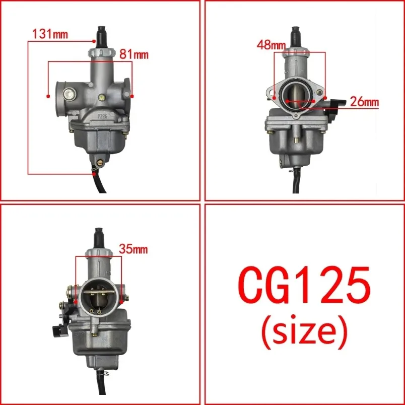 Carburador PZ26 para Honda, Recon Carb, ATV Dirt Bike, CRF, XR100, CB125, XL125S, TRX250, TRX 250EX, 125cc, 26mm, 125cc, 1pc