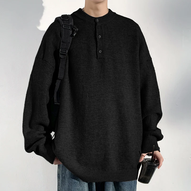 M-XXXXXL Plus Size Mens Long Sleeve Sweater Shirt Button Down Long Sleeve Plain Color Casual Streetwear Clothing Tops Men 5XL