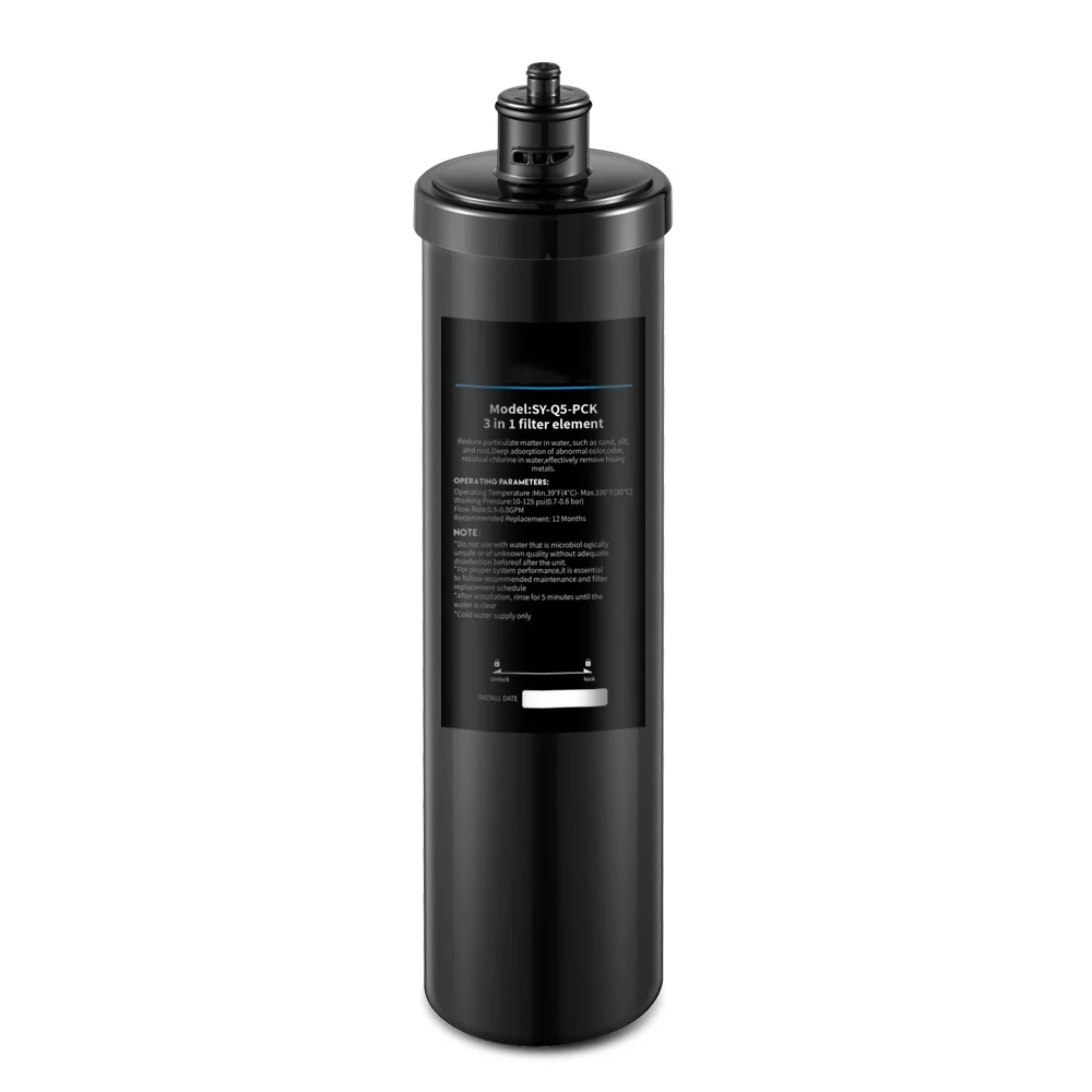 

Q5 PCK replace the filter element under the washing water filtration system to remove lead, chlorine, and odor by 0.5micrometer