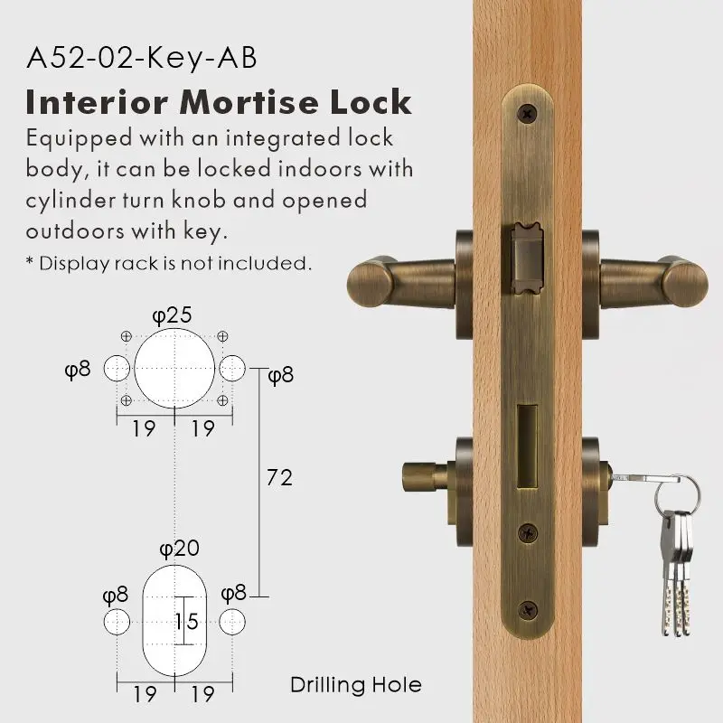 Nurlin Messing Kruis Gekartelde Binnendeurgreep Passage Privacy Set Insteekslot Duim Draai Deurhendel Set Antiek Brons