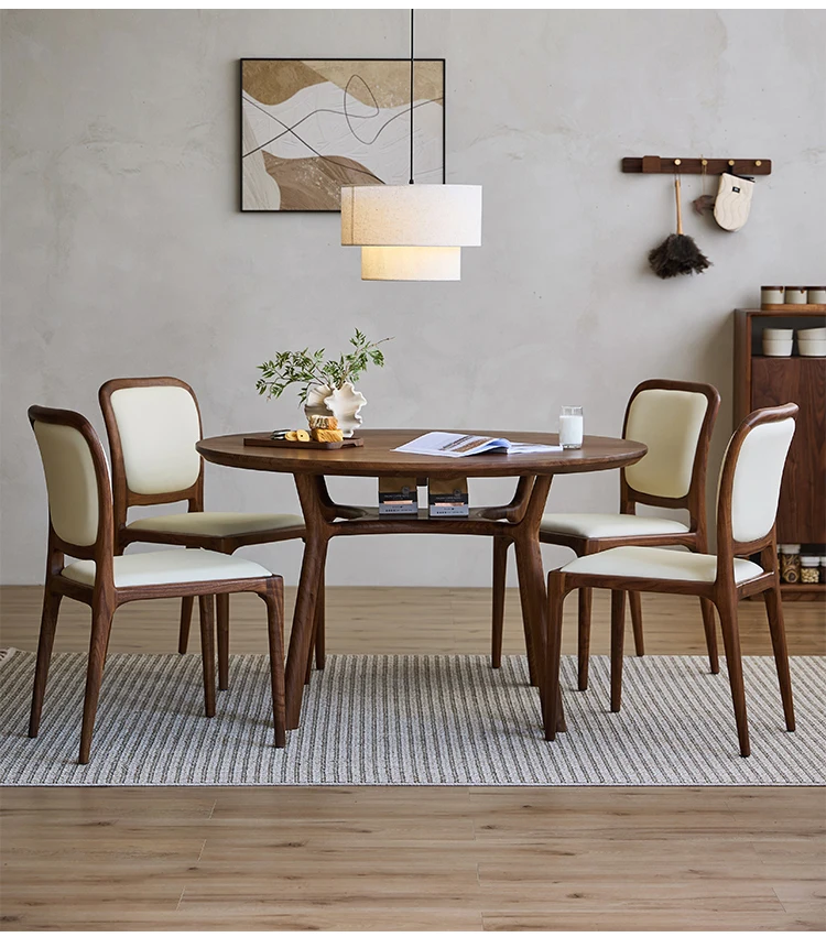 Black walnut round dining table household