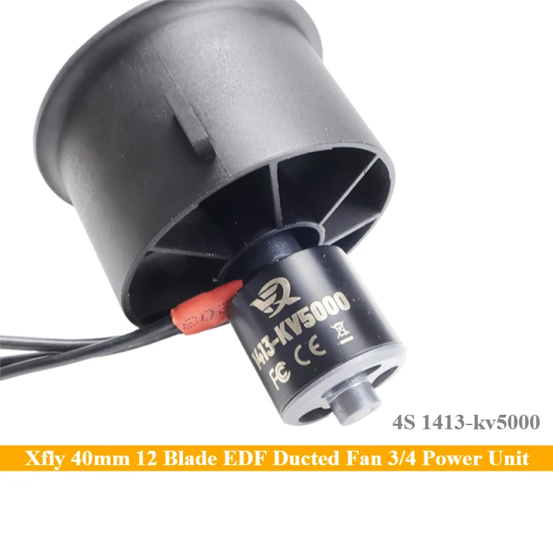 Xfly 40mm 12 aspas EDF ventilador con conductos 3/4 sistema de unidad de alimentación con 4S 1413-kv5000 Motor externo sin escobillas para RC Jet Aircraft Violenc