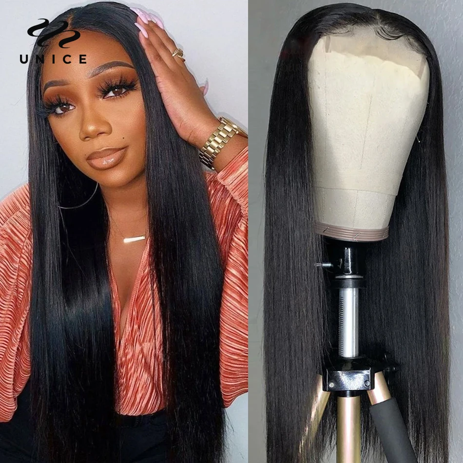 UNice Hair 4x4 Closure Wig Pre-Plucked Premium Straight Lace Closure Wig 100% Human Hair Lace Wigs With Baby Hair