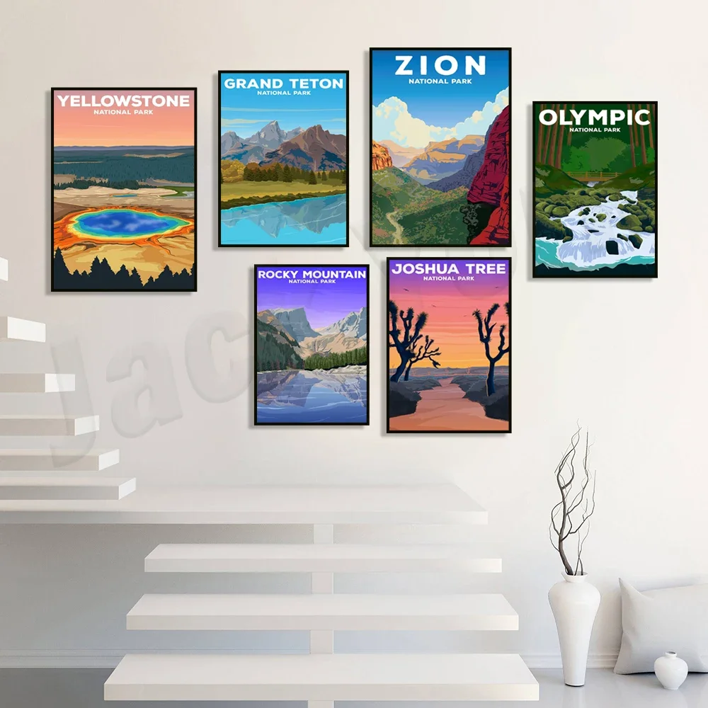 Acadia, Yellowstone, Arches, Grand Teton, Glacier, Sequoia, Redwood, Rocky Mountain, Yosemite, Joshua Tree National Park Poster