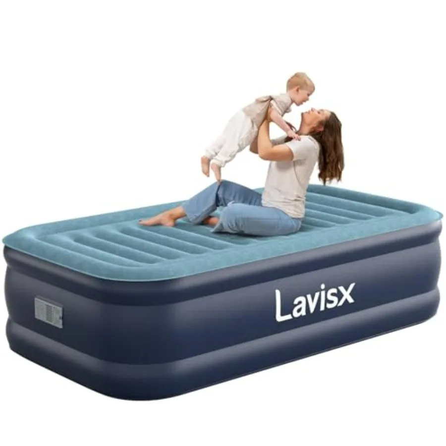 

Twin Air Mattress 18 for guest room use, PVC material, gray color, built-in high-speed pump inflates in 2 mins with auto-stop s
