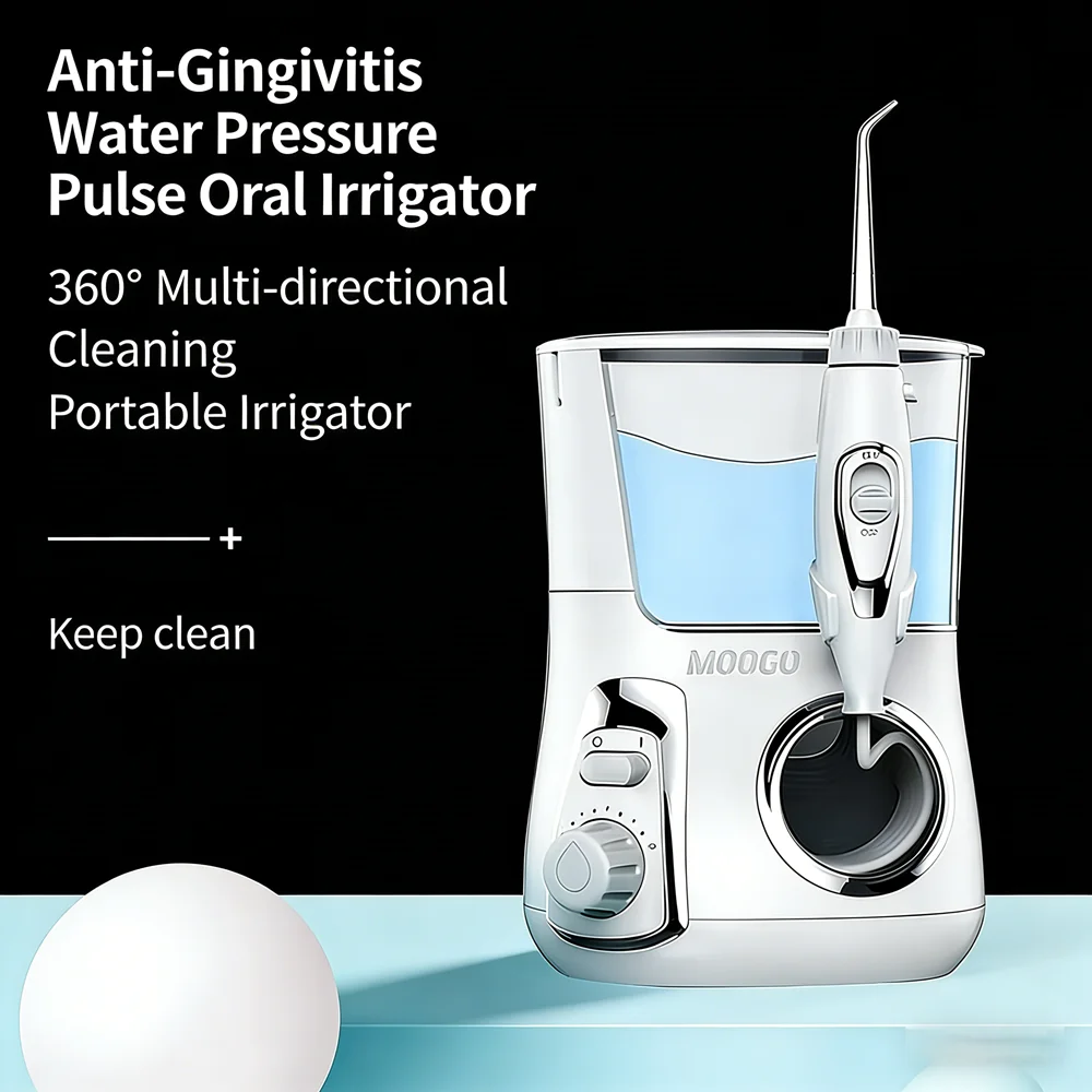 

Large 800ML Water Flosser Electric 10 Modes Desktop Oral Irrigator Home Teeth Cleaner Set with 5 Nozzles