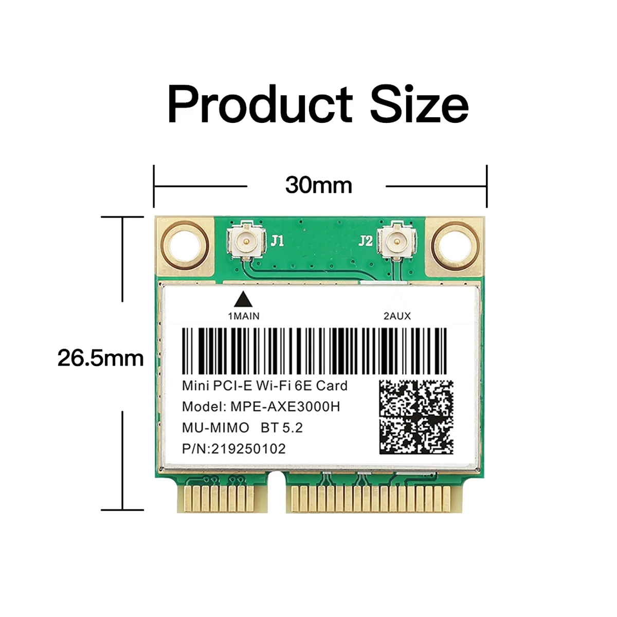 ABEP-MPE-AXE3000H WiFi Card+Dual Antenna WiFi 6E 2400Mbps Mini PCI-E for BT 5.3 802.11AX 2.4G/5G/6Ghz Wlan Network Card