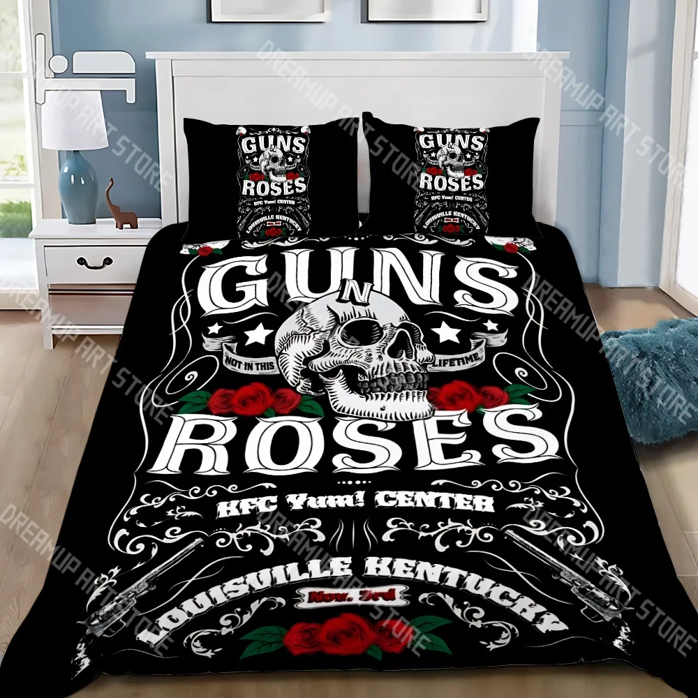 3D Printed Guns N R-Roses Band Bedding Set for Boys Girls Duvet Cover Included Twin Queen King Full Single Double Sizes