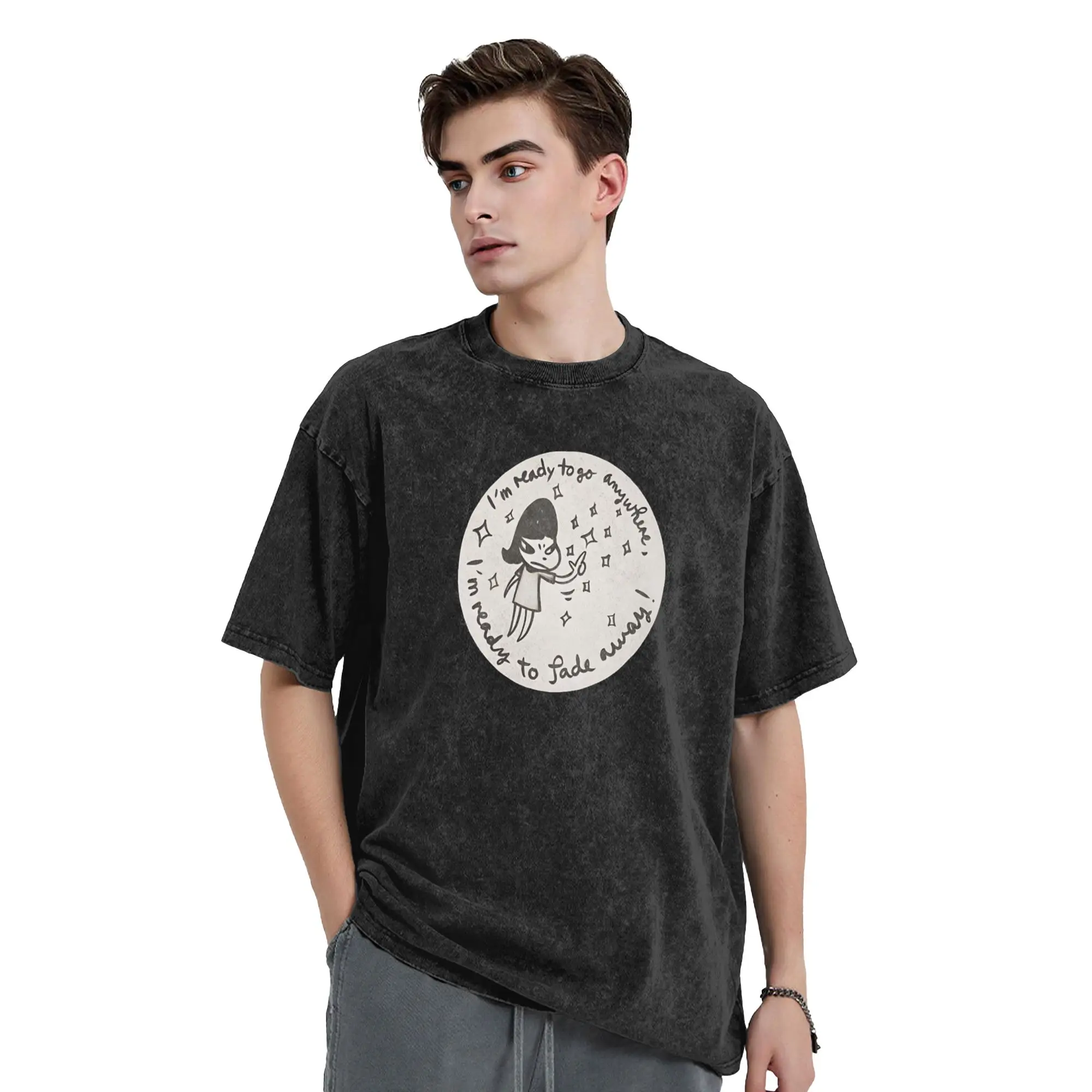 Y-Yoshitomo Nara Washed T-Shirt Mens  Aesthetic Cotton T Shirts Summer Crewneck Hip Hop Tee Shirt Print Oversized Clothing