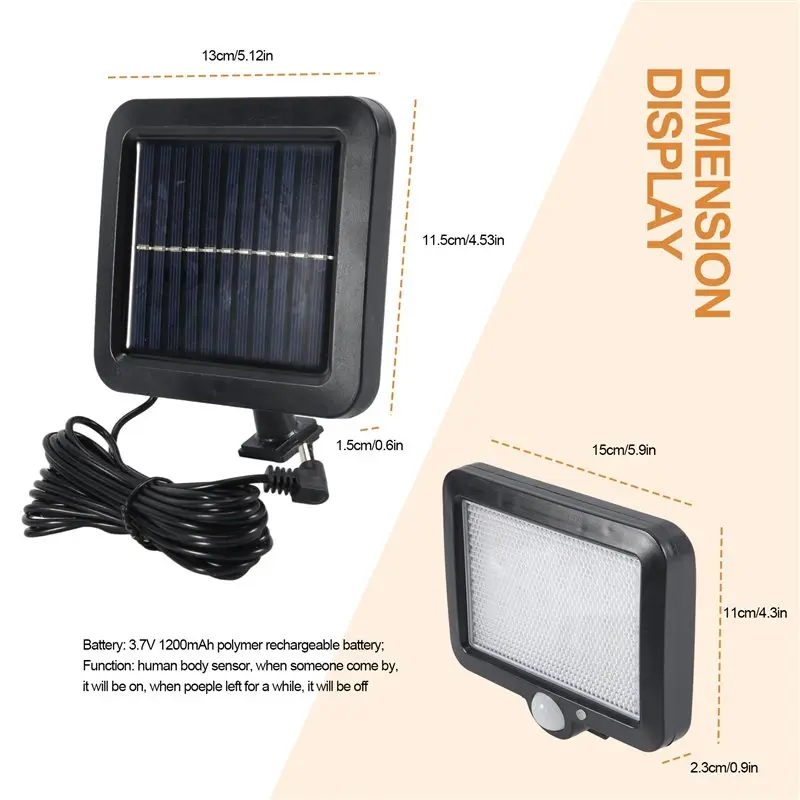 Solar Power Wall Light Outdoor Motion Sensor Light 56 LED Security Night Light For Garden Garage Driveway Porch Fence