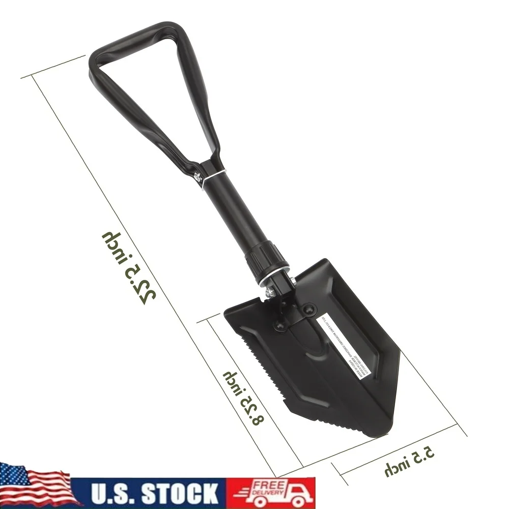 

Heavy Duty Foldable Steel Shovel Serrated Edge Locking Mechanism Lightweight Portable Compact Design Essential Survival Gear