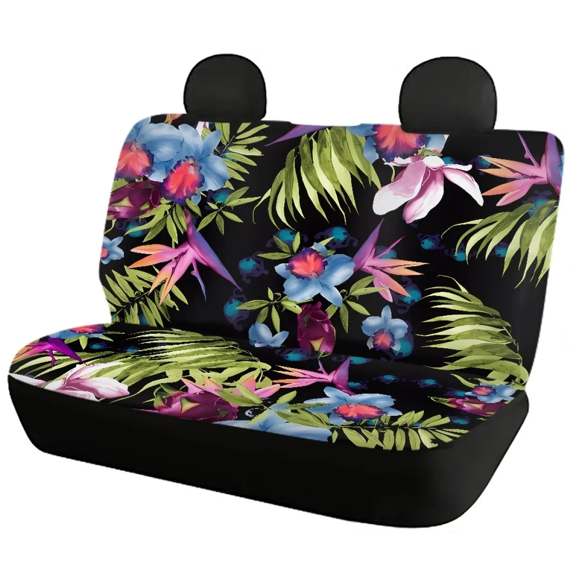 Tropical Plumeria Print Car Seat Covers Universal Car Cushion Protector Monstera and Bird of Paradise Design Car Accessories