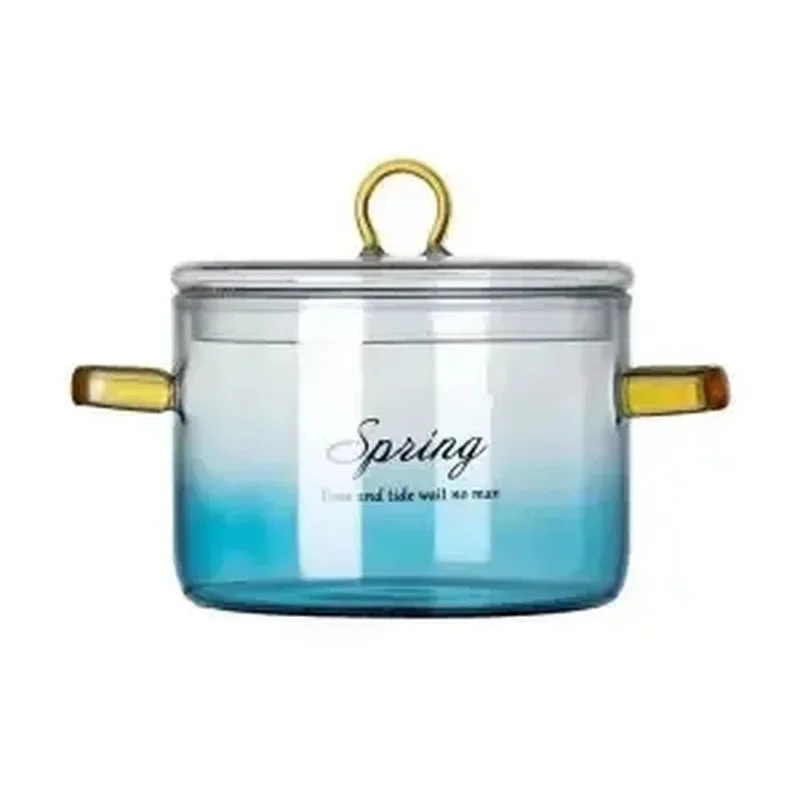 

Gradient Color Glass Saucepan Pot With Cover Heat-resistant Casserole Glass Pot Cooktop Safe For Pasta Noodle Soup Milk