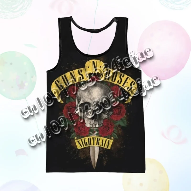 

New Guns N Roses 3D Printed Men's and Women's T-shirts Rock Band Skull Streetwear Summer Personalized Plus vest