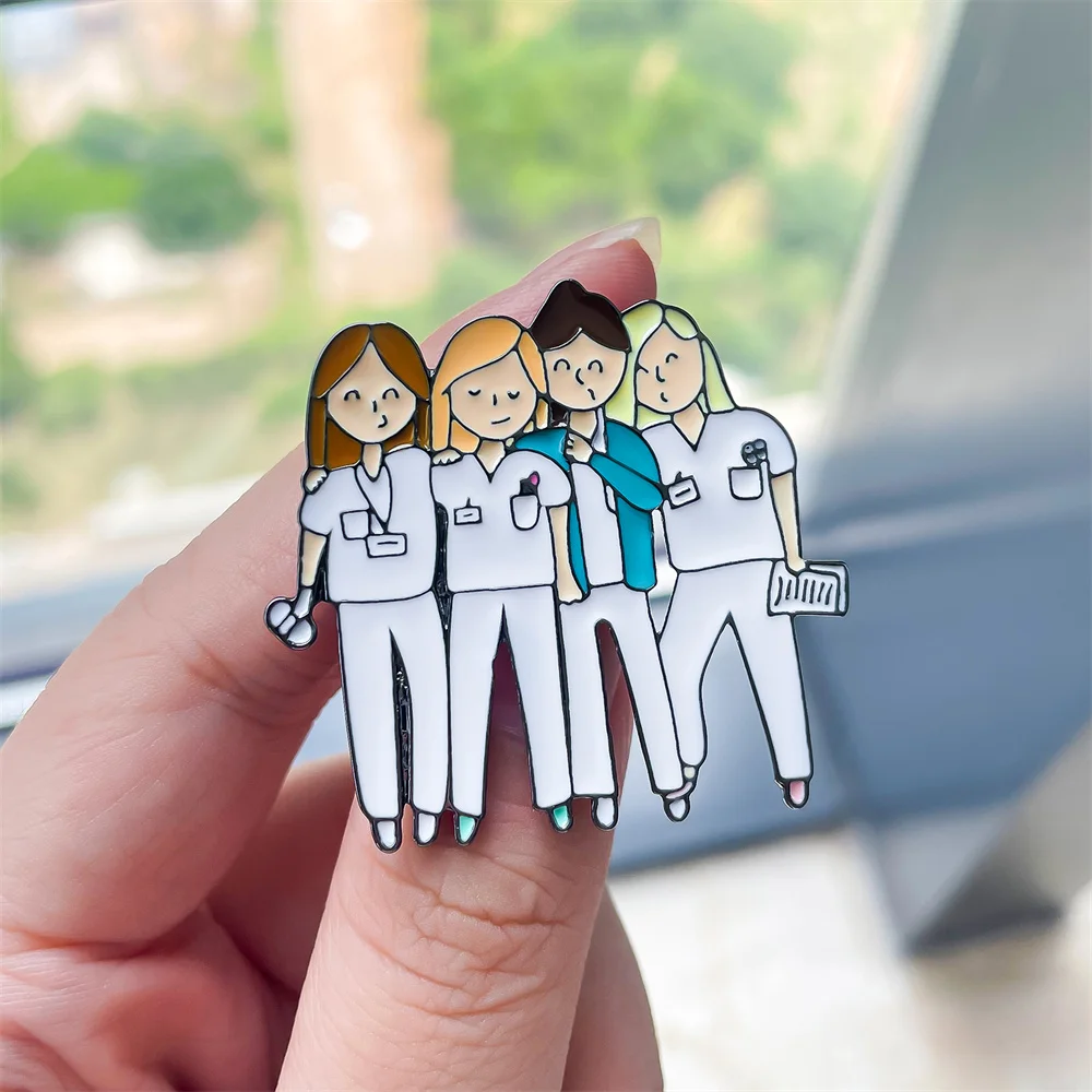 Harong Hospital Nurse Sisters Enamel Pin Fashion Delicate Lapel Brooch Metal Badge for Medical Student Teacher Jewelry Gift