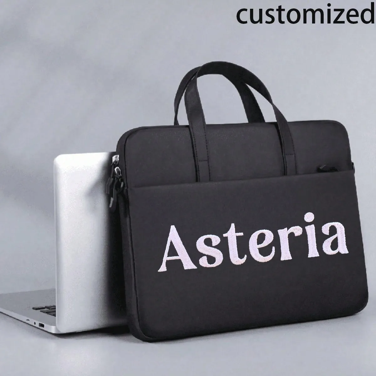 Custom Laptop Bag 14.96 Inch Personalized Name Embroidery Briefcase Women Men Business Shoulder Handbag Sleeve Case Cover Bag