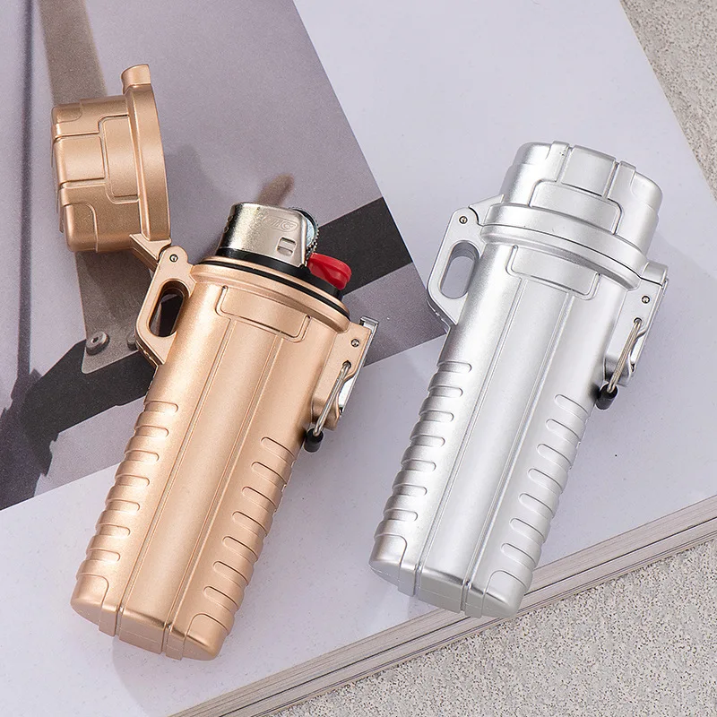 New Multi-functional Transparent Waterproof Cigarette Case Waterproof Lighter Cover Replaceable Movement Men's Cigarette Lighter