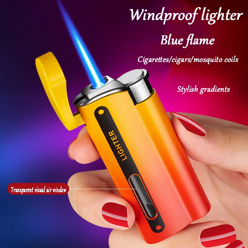 

New Creative Gradient Color Inflatable Lighter Outdoor Straight To Windproof Cigarette Lighter Men's and Women's Holiday Gifts