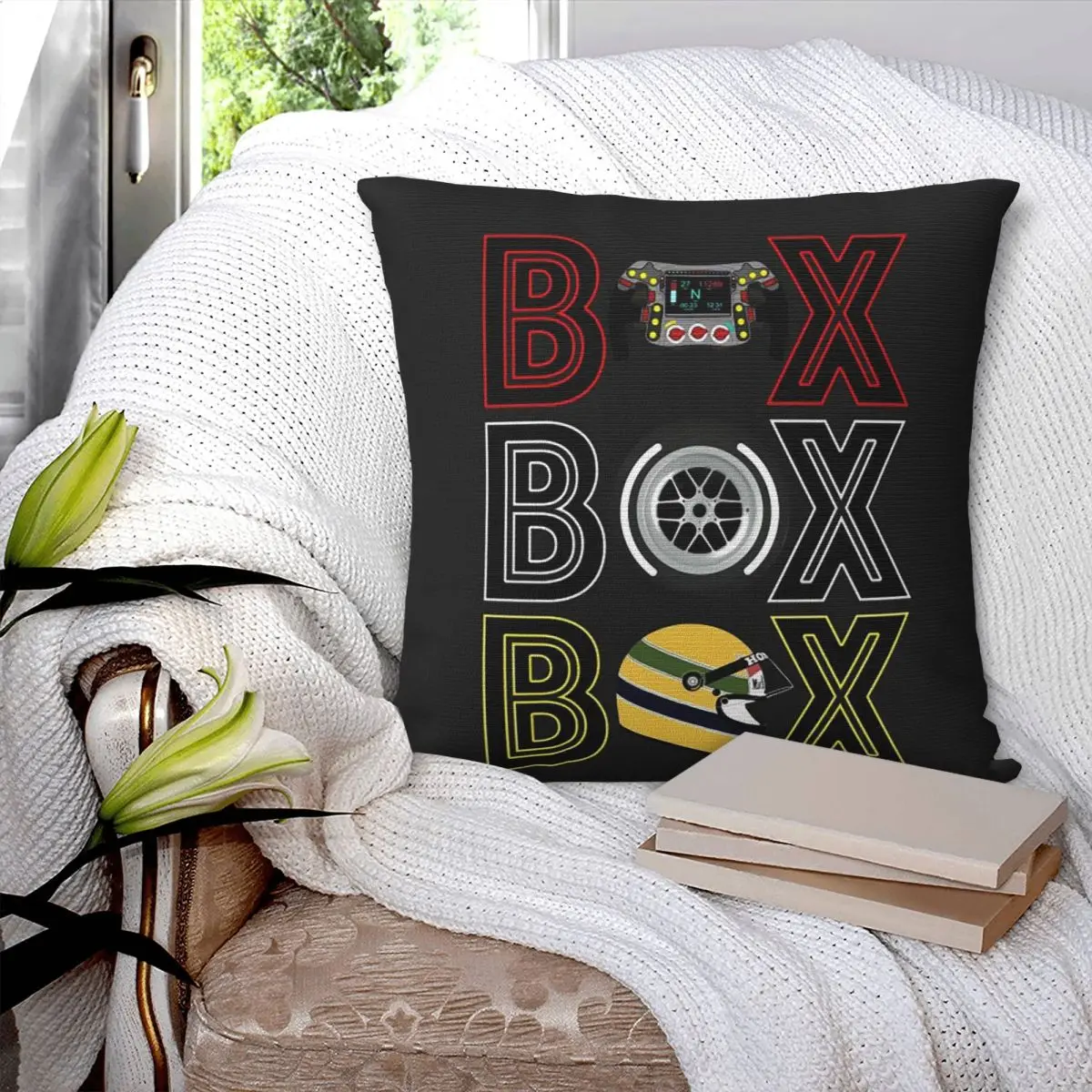 Box Box Box F1 Tyre Compound Square Pillowcase Pillow Cover Polyester Cushion Zip Decorative Comfort Throw Pillow for Home Sofa