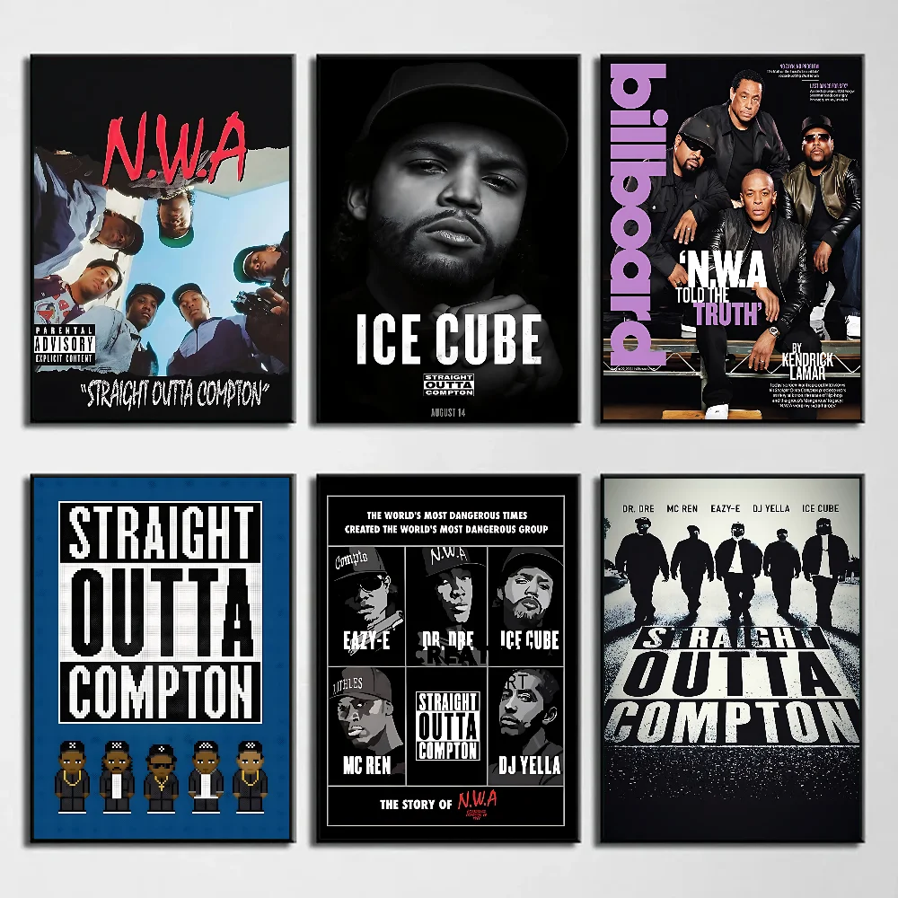N-NWA Hip Hop Rapper Straight Outta Compton Poster Home Living Room Bedroom Bar Cafe Art Decor