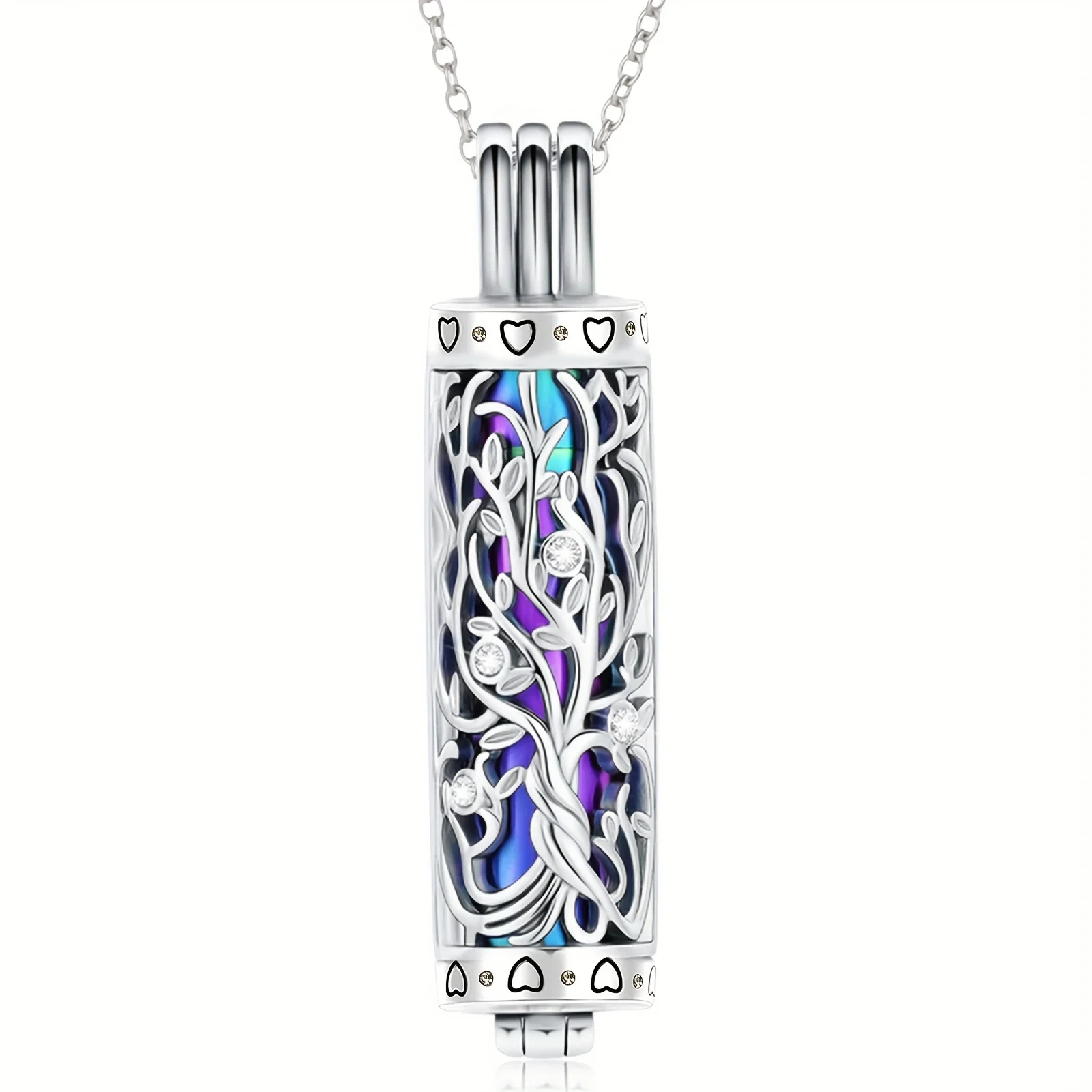 Cylinder Cremation Jewelry Tree of Life Urn Ashes Necklace for Women Men Vial Cremation Ash Pendant Loved One Memorial Jewelry