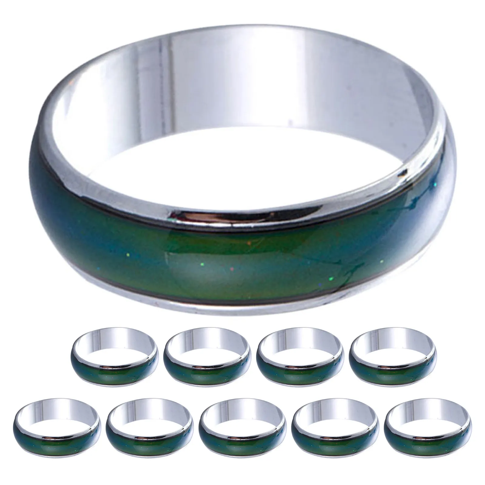 10Pcs Color Changing Mood Rings Birthday Party Favor Rings Costume Props Temperature Sensitive Jewelry