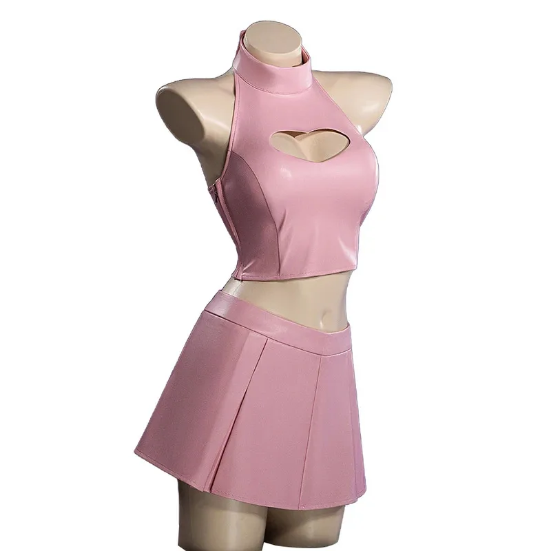 LQIN STOCK Misa Amanee Косплей Костюм Аниме【S-2XL】DokiDoki-R Женское Милое Розовое Кожаное Платье Миса Косплей Плюс Размер