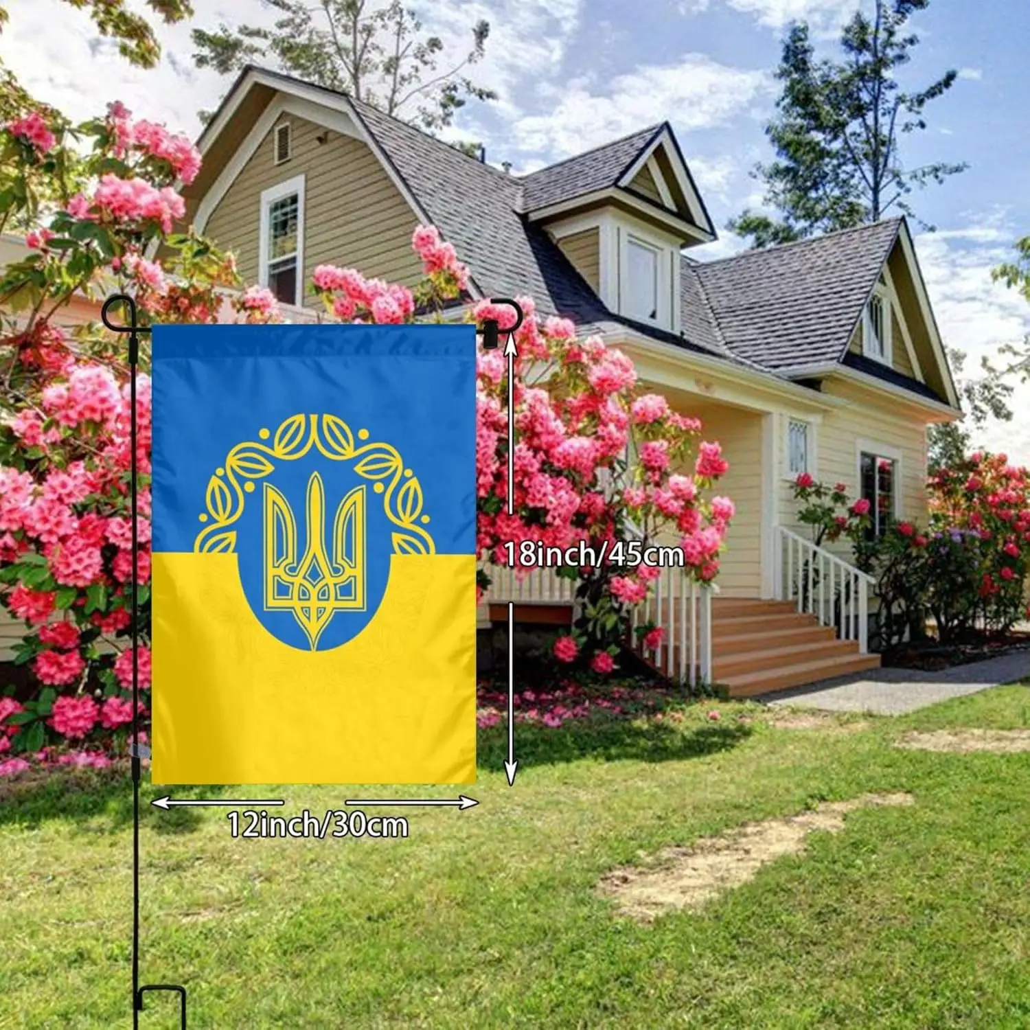 Ukrainian Flag Ukraine US Friendship Garden Flag Home Decor for Outdoor Yard Decor House Lawn Banner Double Sided Home Wall  IIC