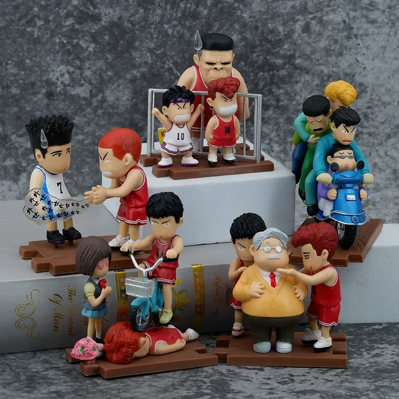 8-10cm SLAM DUNK Sakuragi Hanamichi Rukawa Kaede Akagi Takenori Anime modello periferico bambola ornamento da tavolo per auto azionata a mano