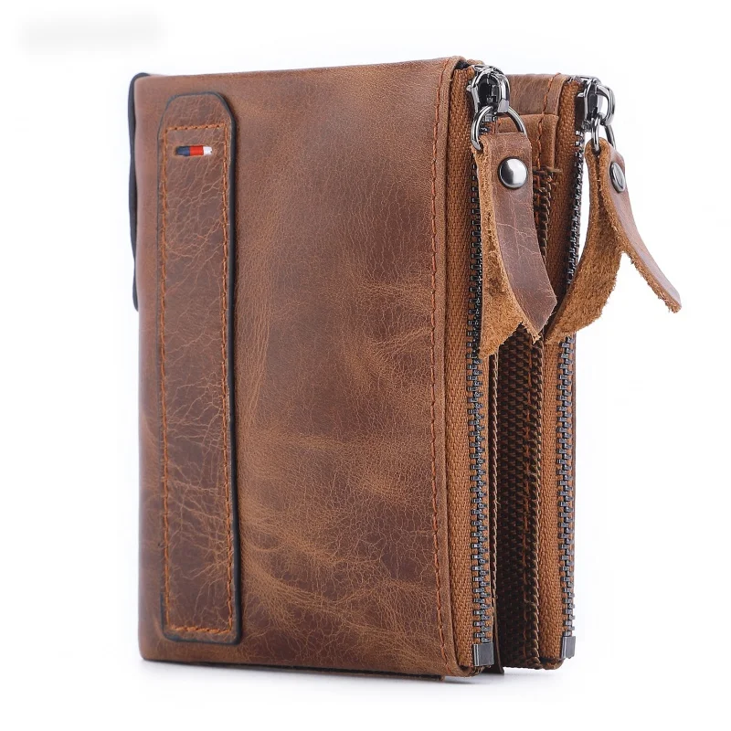 

New Brand Men's Wallet RFID 100% Genuine Cow Leather Short Card Holder Man Purse Male Vintage Pocket Wallet