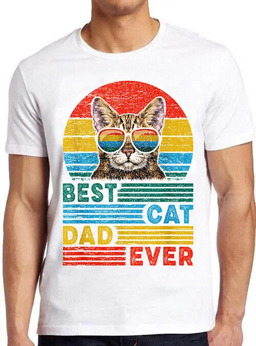 Футболка Best Cat Dad Ever Cute Animal Meme Gamer Cult Rainbow M657