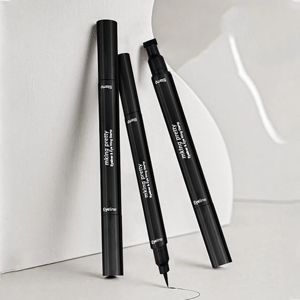1pc 双頭シールアイライナーペン女性のための耐久性のあるアイライナーペン防水と耐汗性