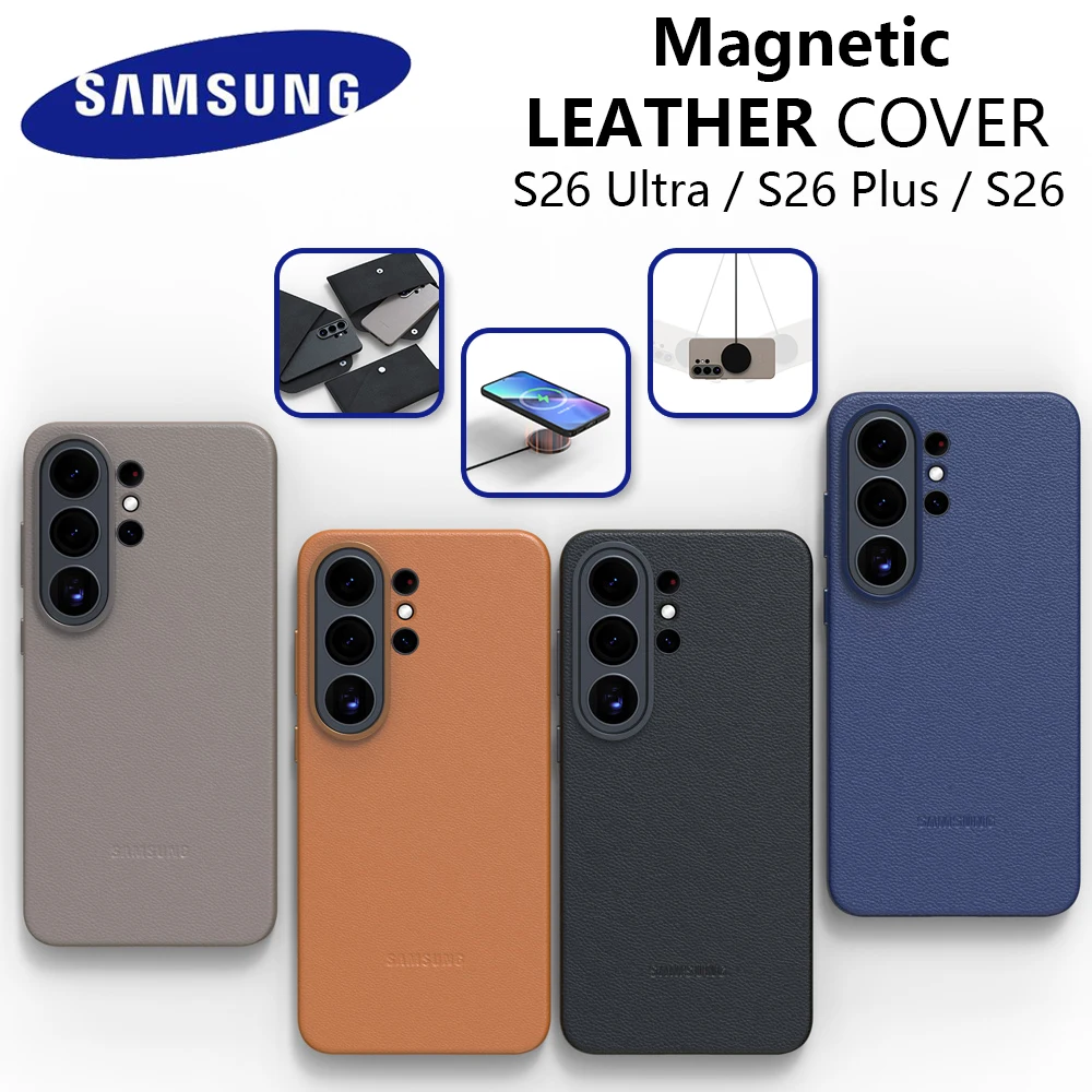 For Samsung Galaxy S26 Ultra 5G Case Genuine Luxury Leather Phone Case Full Protective Magsafe Magnetic cover S26 Plus Ultra S26