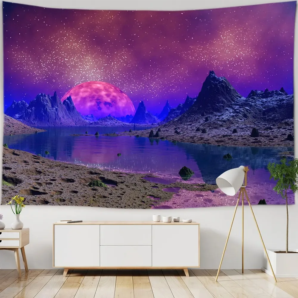 Starry sky, moon and sea, sunset pattern tapestry home decoration living room bedroom background wall hanging cloth 230x150cm