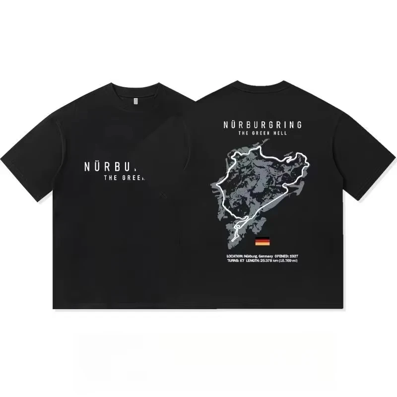 Nurburgring -Camiseta North Loop Circuit Map Printed Pure Cotton Short-sleeved Men Women T-shirt Casual Wear for Car Enthusiast
