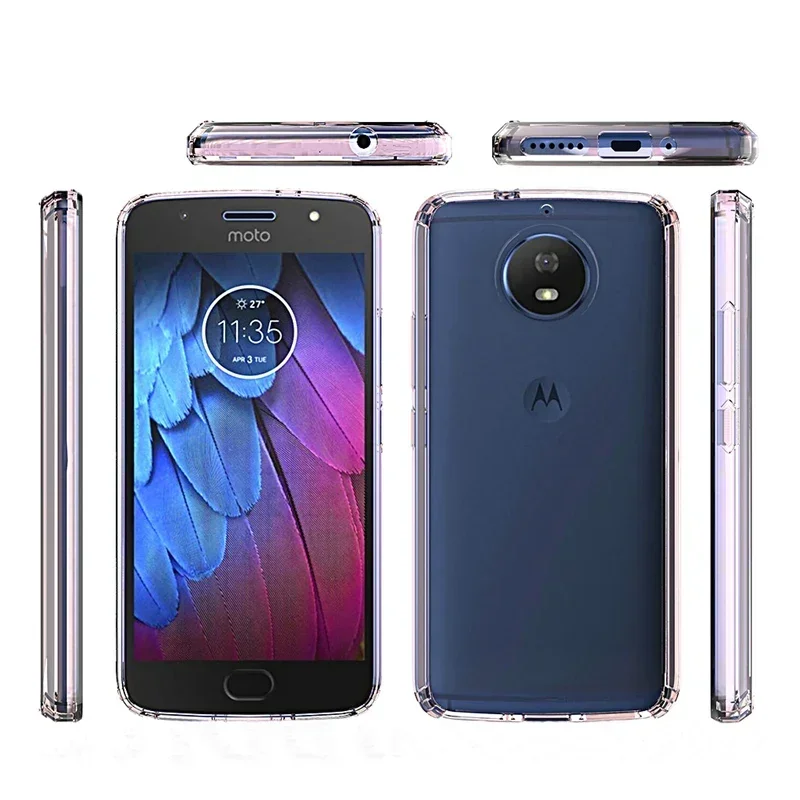 Hybrid Shockproof Cover Air Cushion Frame Case With Acrylic Crystal Clear Back Shell Mask For Motorola Moto G5s