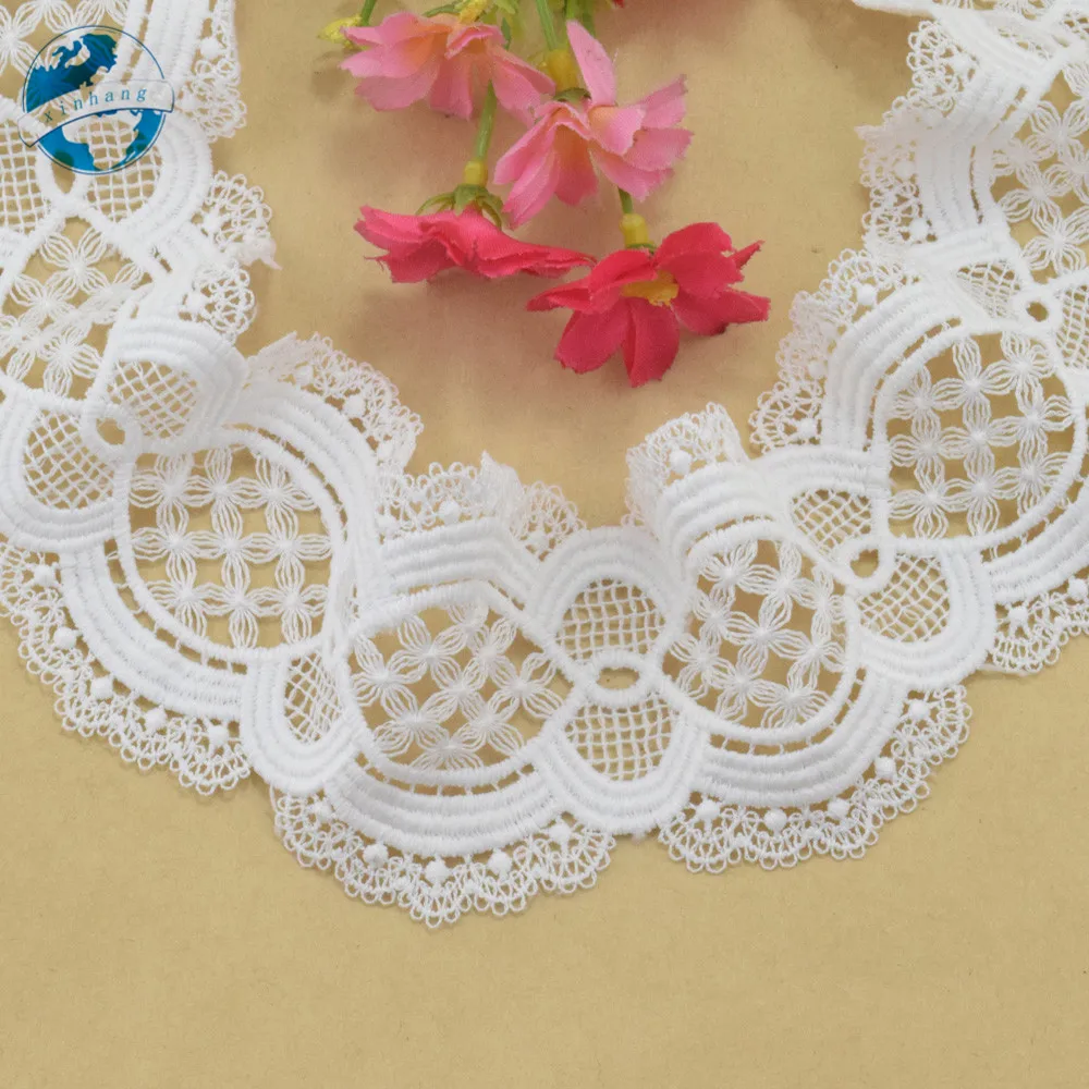 6cm wide white polyester embroidery lace french lace ribbon fabric guipure diy trims warp knitting sewing Accessories#3193