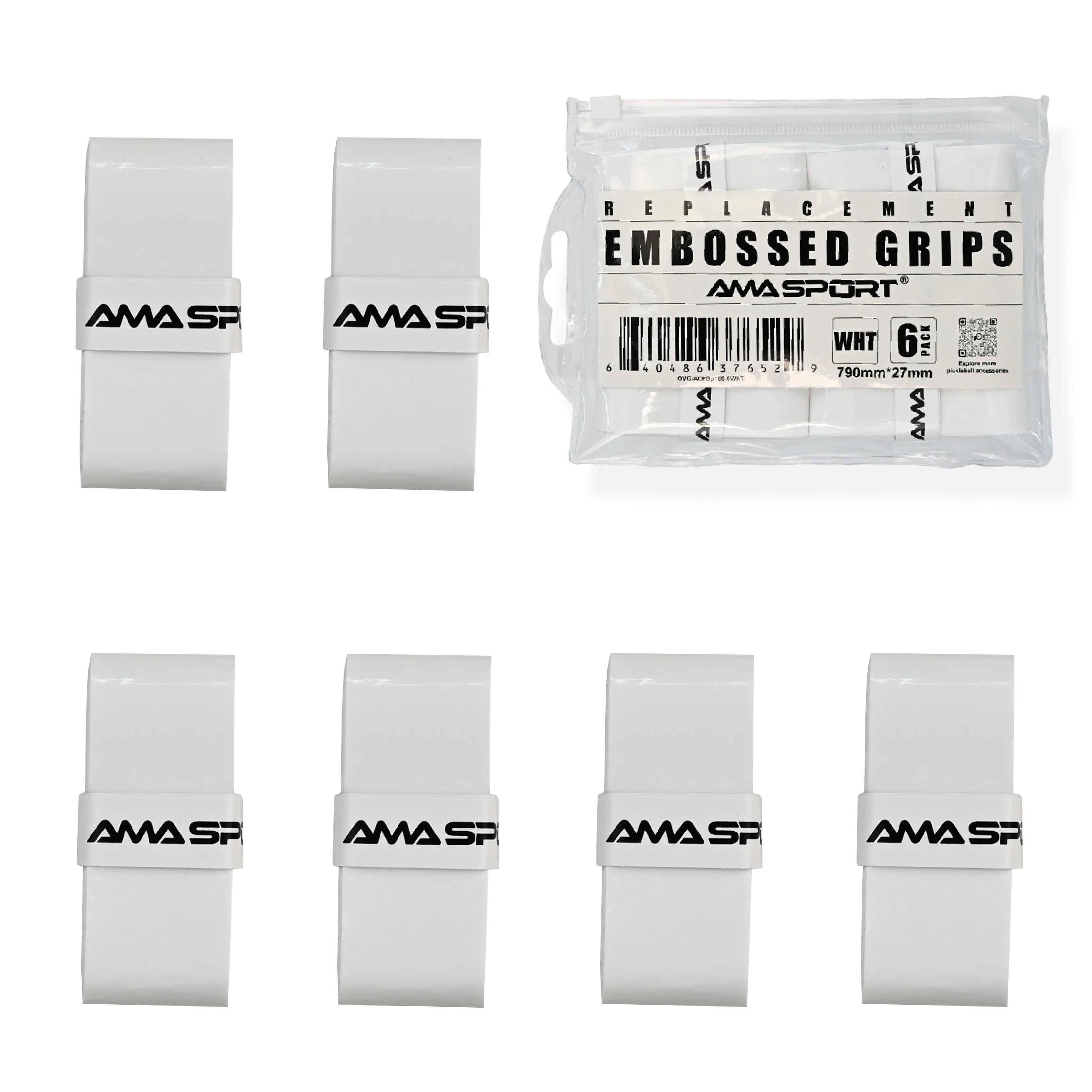 AMASPORT Pickleball Overgrip Tape 6 Packs Extra Tacky Grip High Sweat Absorption Anti-Slip Soft Touch Durable Paddle Overgrip