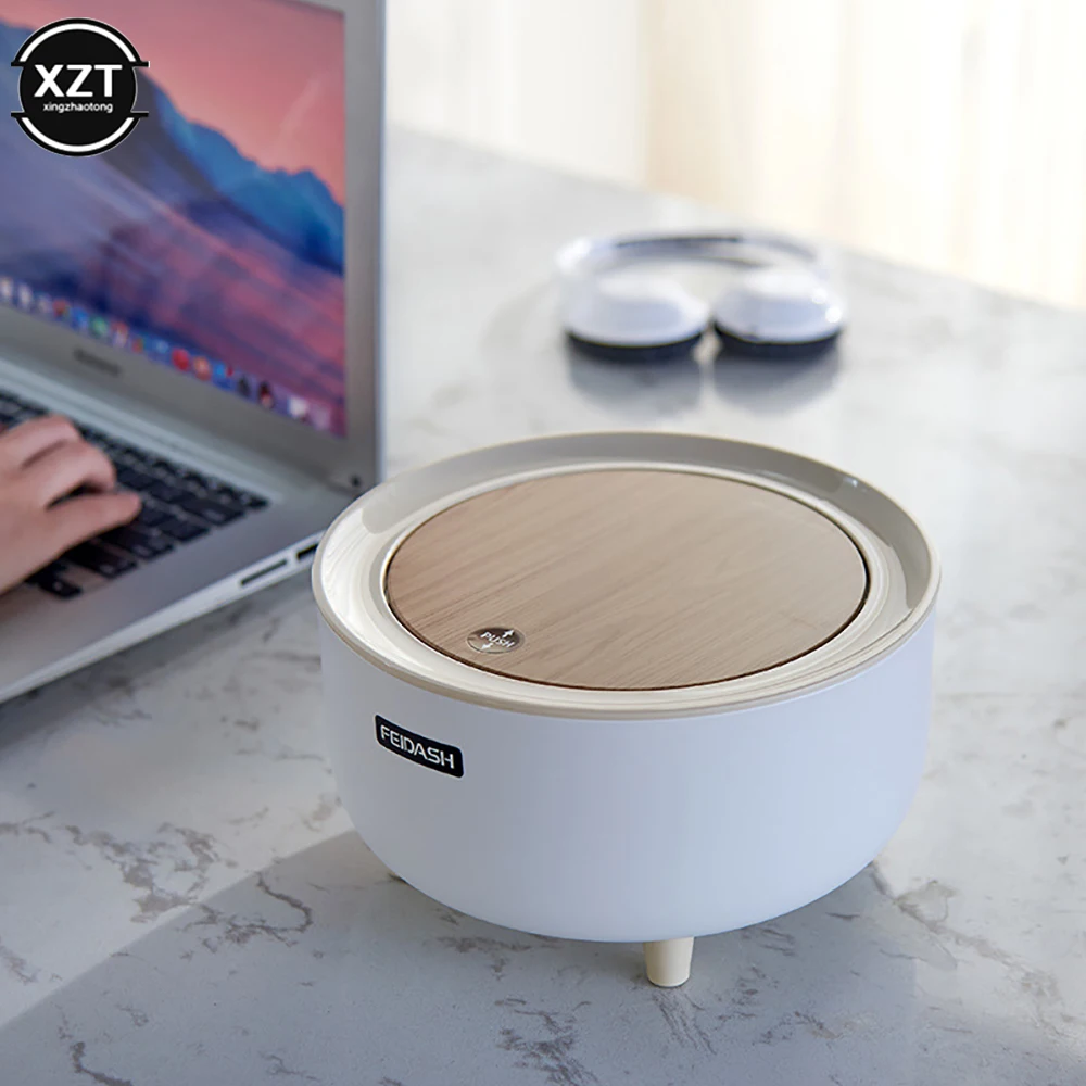 Mini Garbage Can Japanese Desktop Trash Can Simple Press Trash Storage Bin Cute Round Trash Can Car Dustbin Table Trash Bin