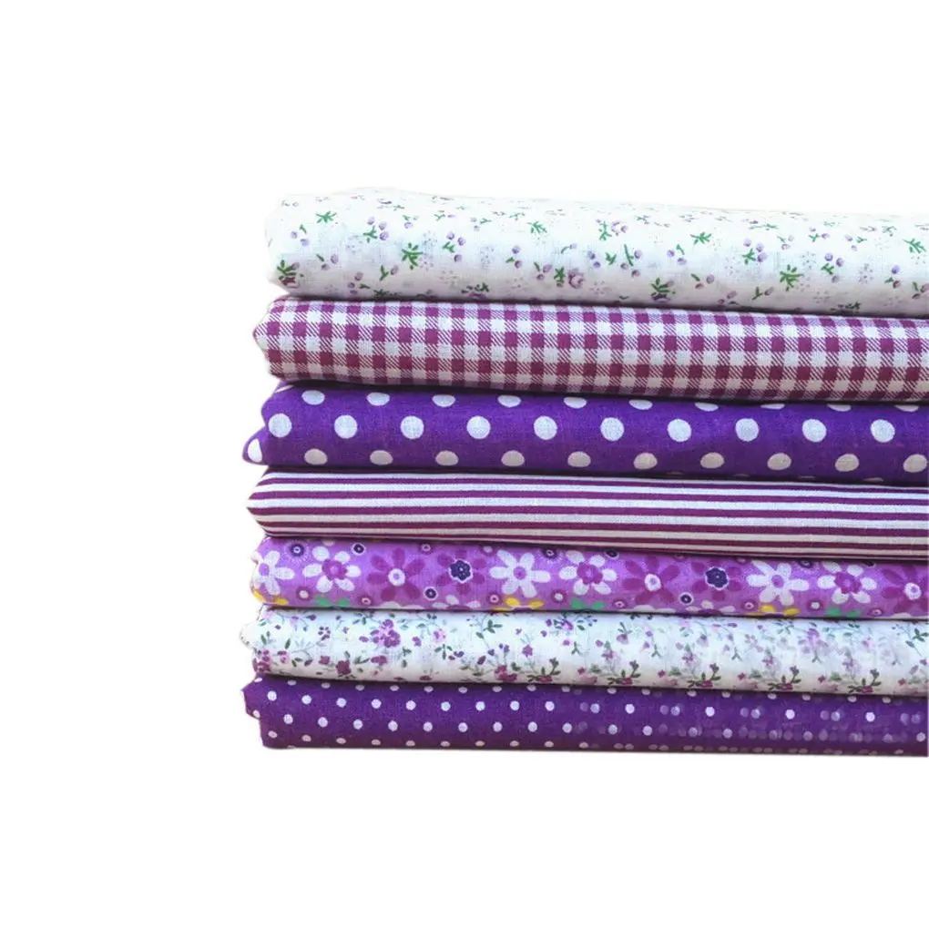 

7 шт./компл., хлопковая ткань «сделай сам», ткань с цветочным принтом, лоскутное шитье, стеганое шитье, фиолетовая серия, 50*50 см