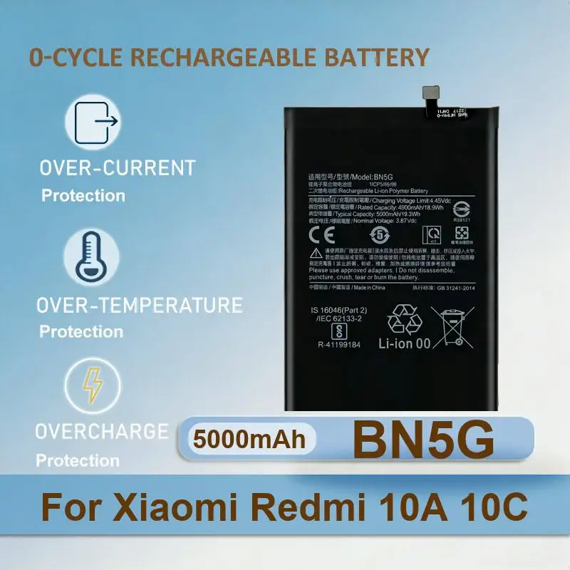 

Аккумулятор для мобильного телефона BN5G для Xiaomi Redmi 10A 10C, 5000 мАч, реальная емкость