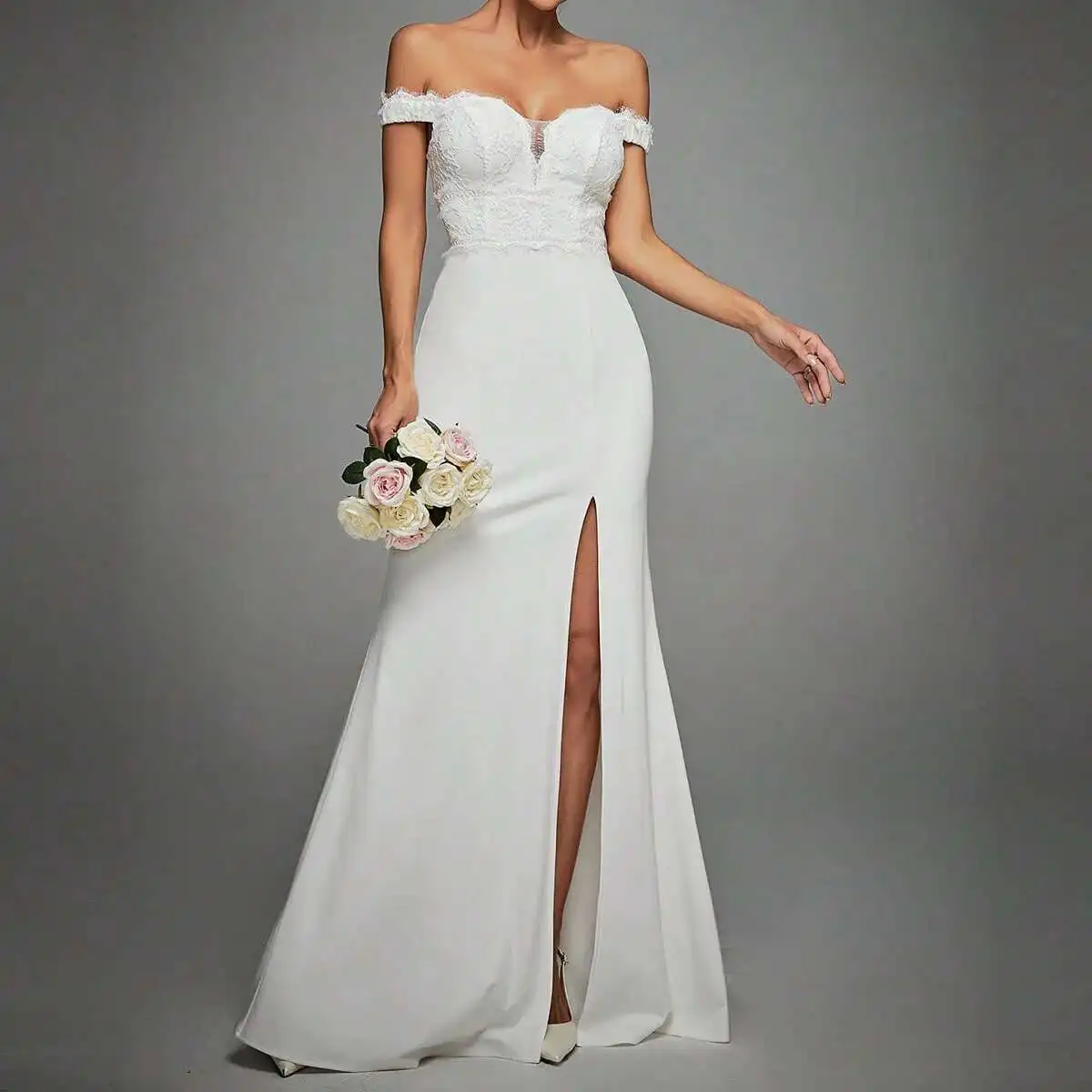 

One Shoulder Evening Dress 2025 New Tiktok Sexy Temperament High Slit Christmas Party Dress Spring Robe Vestido Women Elegant