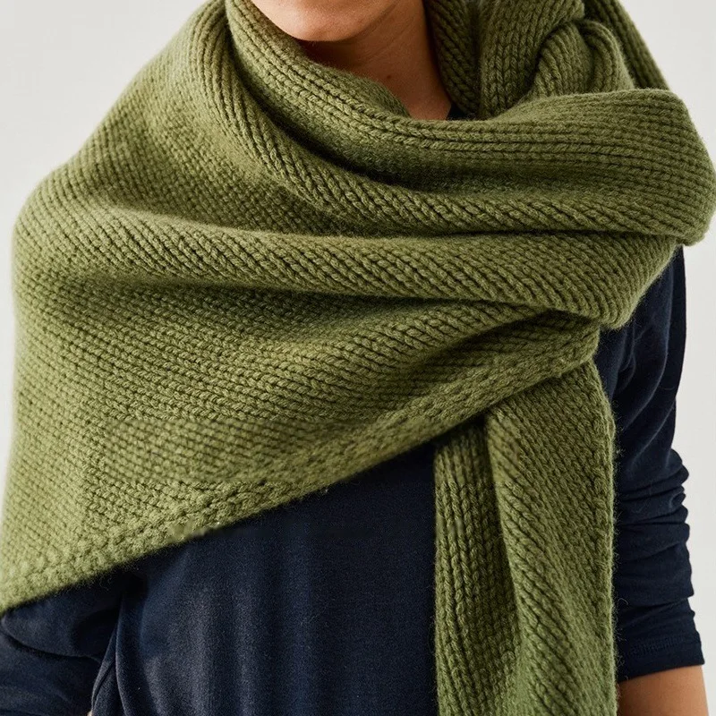 

Pure Wool Triangle Wrap Scarf Knitted Shawl