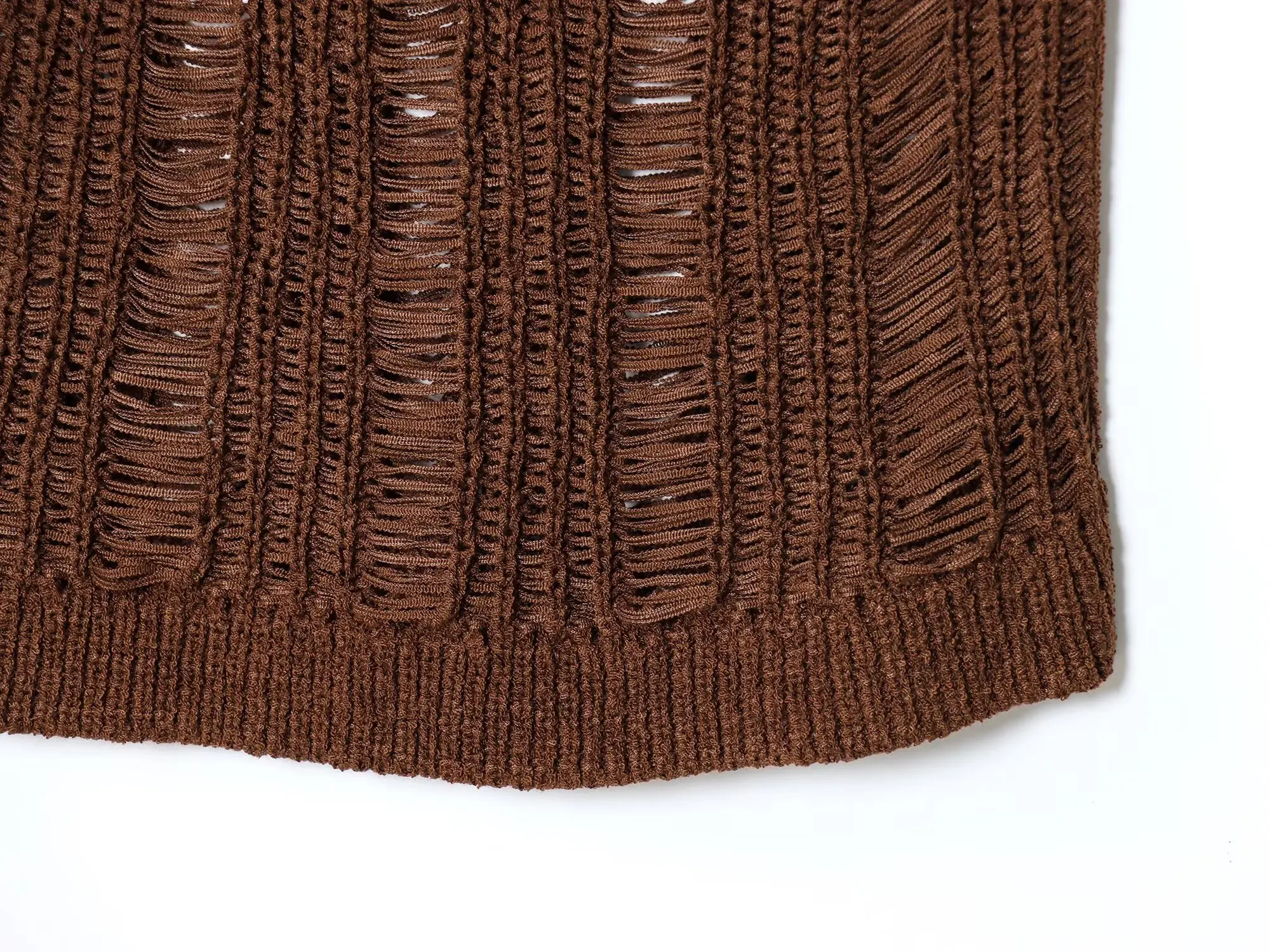 ETJ 2025 damski nowy swobodny top na wakacje z okrągłym dekoltem, bez rękawów, dzianinowy, seksowny, prześwitujący, luźny sweter bez rękawów